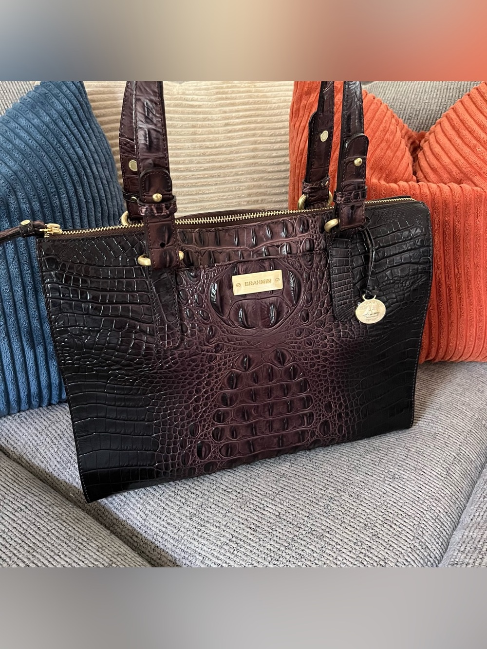 NWT Brahmin Anywhere Tote cocoa Melbourne leather purse handbag tote